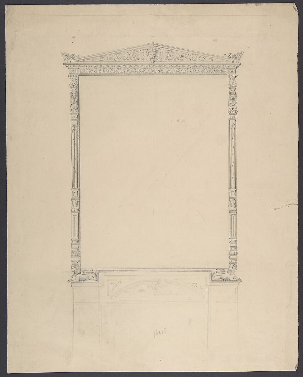 Design for an Over-Mantle Mirror Frame, Anonymous, French, 19th century, Graphite 
