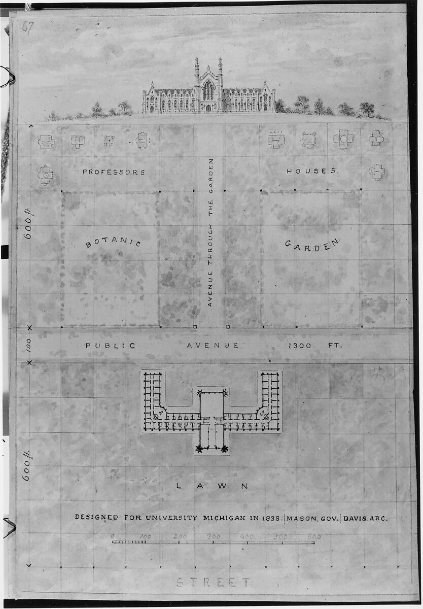 A. J. Davis, Scrapbook V, Alexander Jackson Davis (American, New York 1803–1892 West Orange, New Jersey), Bound pages mounted with drawings and prints 