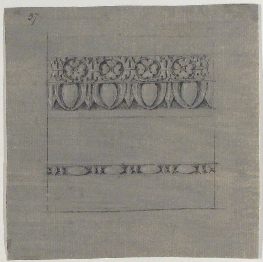 Design for Molding, Anonymous, French, 19th century, Graphite, black chalk, heightened with white. 