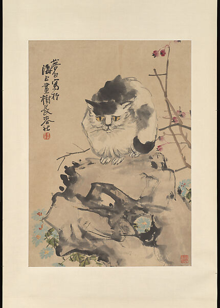 Cat, Wang Yun (Chinese, 1888–1934), Hanging scroll; ink and color on paper, China 