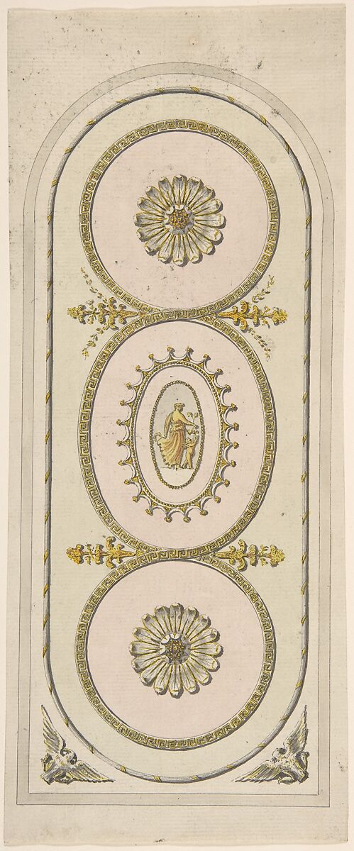 Design for a Panel, Style of Robert Adam (British, Kirkcaldy, Scotland 1728–1792 London), Pen and black ink, watercolor 