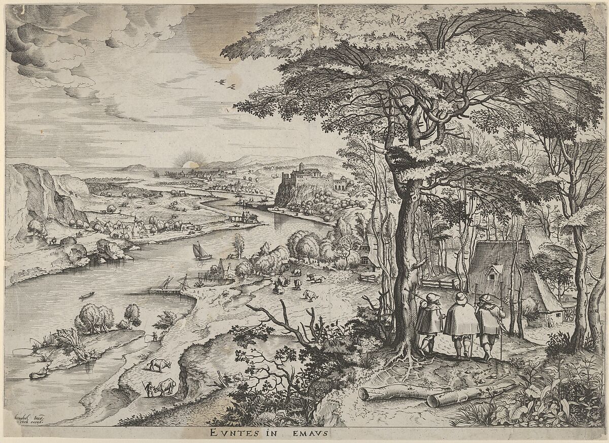 Euntes in Emaus (Landscape with Pilgrims at Emmaus), After Pieter Bruegel the Elder (Netherlandish, Breda (?) ca. 1525–1569 Brussels), Etching and engraving 