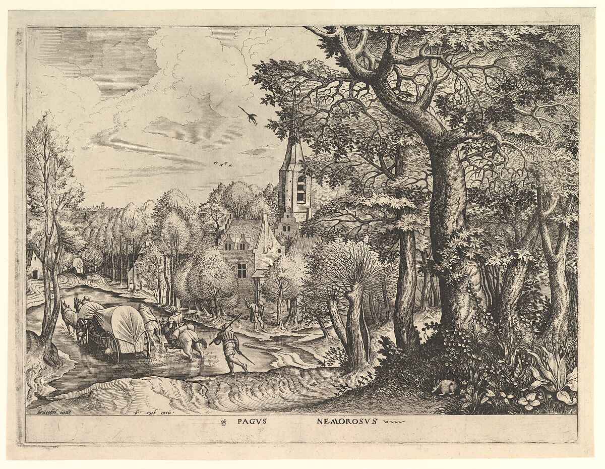 Wooded Region (Pagus Nemorosus) from The Large Landscapes, After Pieter Bruegel the Elder (Netherlandish, Breda (?) ca. 1525–1569 Brussels), Etching with engraving; first state of two 