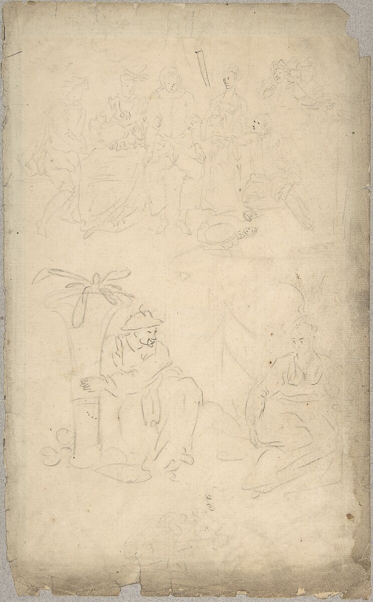 Figure studies, George Bickham, Sr. (British, London 1684–1758 London), Graphite 