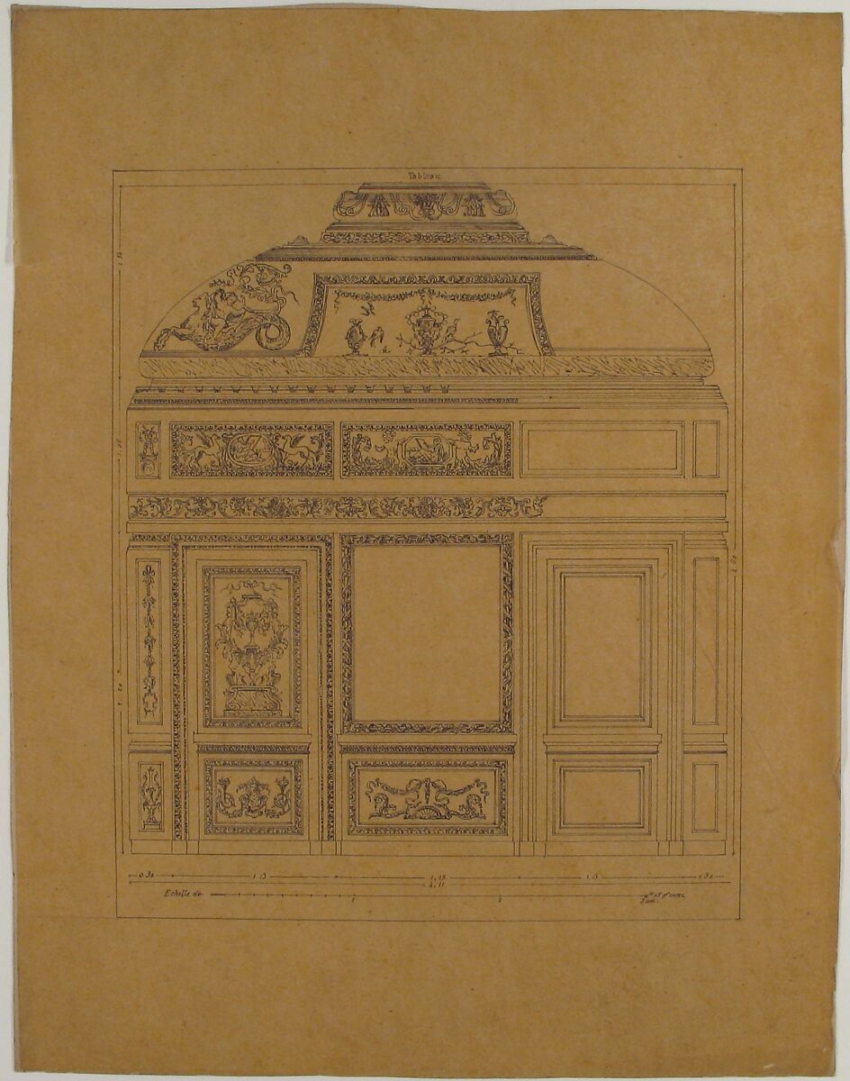 Boiserie from the Hôtel Colbert de Villacerf, Anonymous, French, 19th century, Pen and black ink