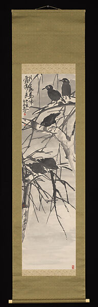 Crows, Wang Zhen (Chinese, 1867–1938), Hanging scroll; ink on paper, China