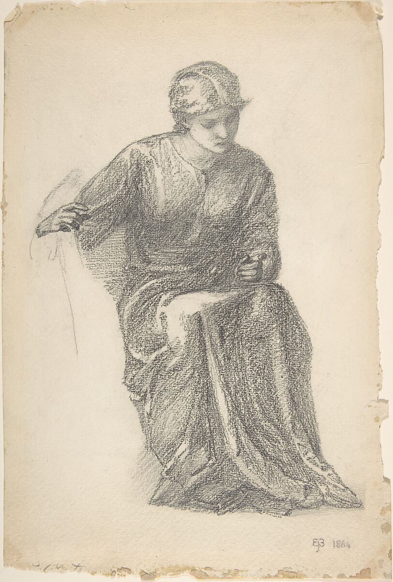 Seated Woman, Sir Edward Burne-Jones (British, Birmingham 1833–1898 Fulham), Graphite 