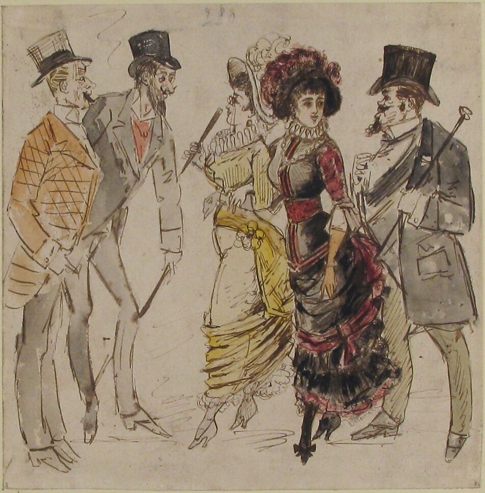 Designs for Costumes, Anonymous, French, 19th century, Pen and brown ink, brush and brown, black and gray wash, watercolor