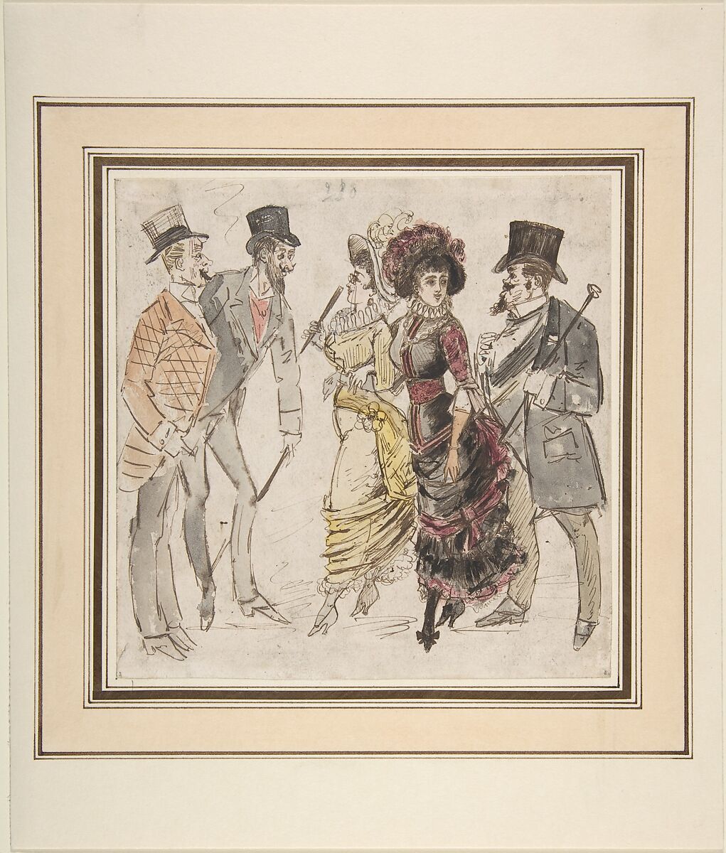 Designs for Costumes, Anonymous, French, 19th century, Pen and brown ink, brush and brown, black and gray wash, watercolor 