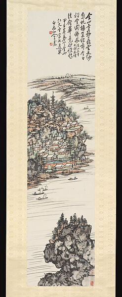 Jinshan Temple, Wang Zhen (Chinese, 1867–1938), Hanging scroll; ink and color on paper, China 