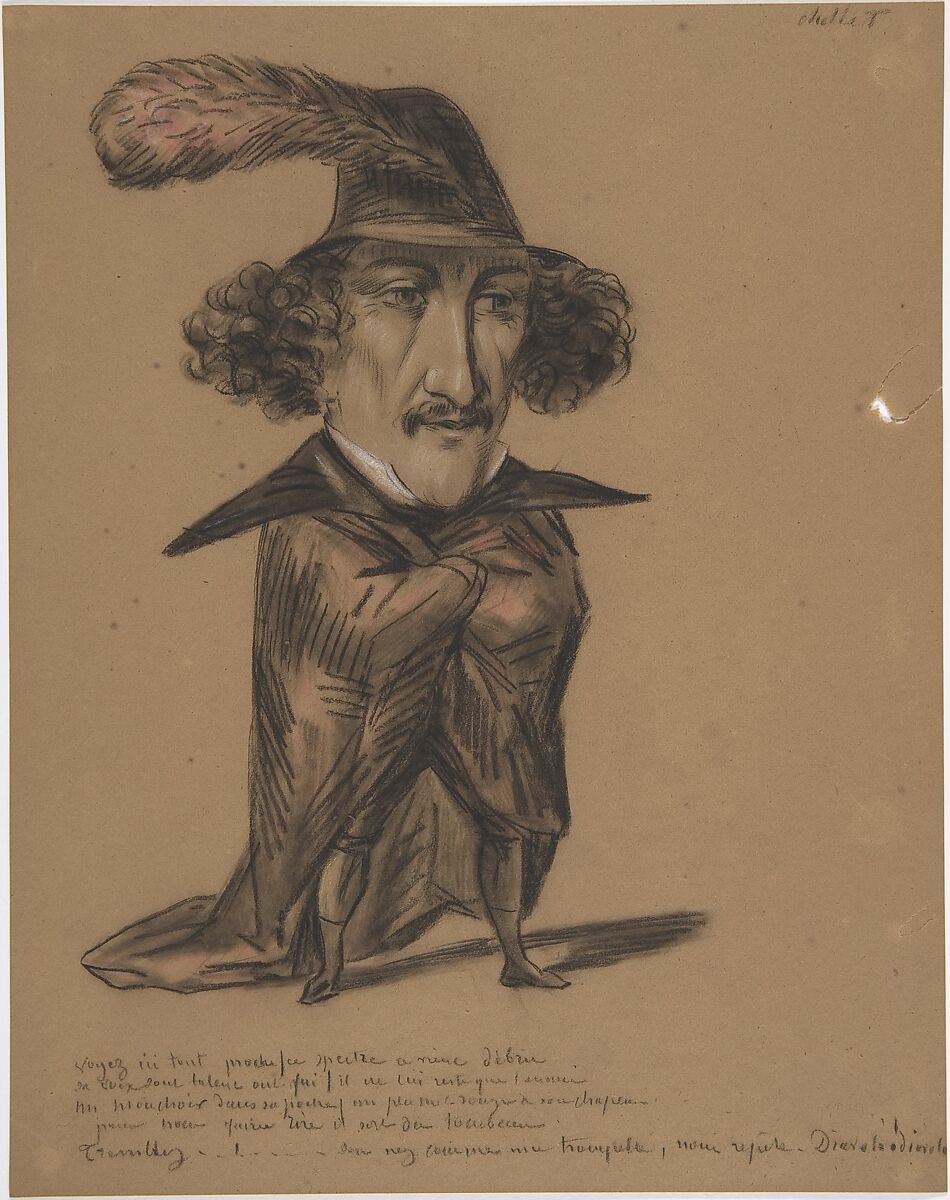 Caricature (Jean Baptiste Chollet?), Anonymous, French, 19th century, Black, red, and white chalk 