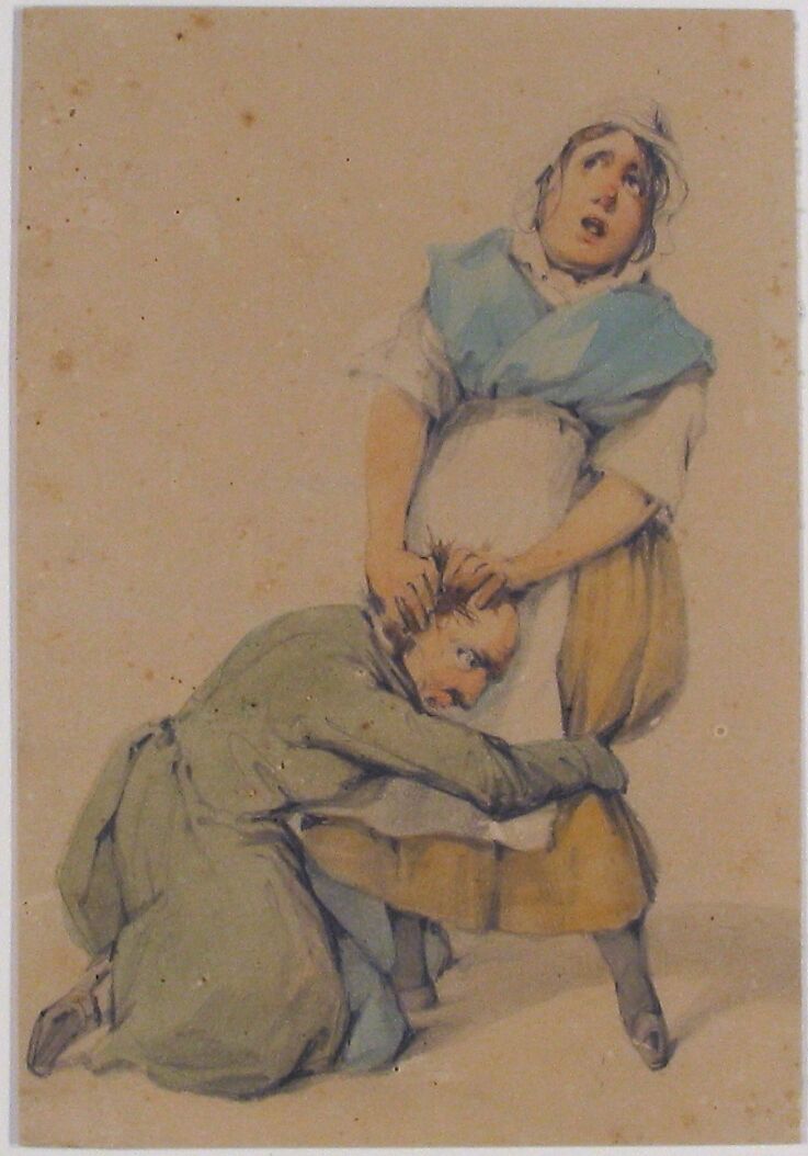 Caricature, Anonymous, French, 19th century, Graphite and watercolor