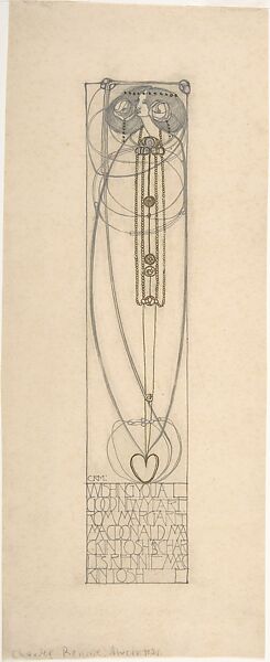 Drawing for a New Year's Card, Charles Rennie Mackintosh (British, Glasgow, Scotland 1868–1928 London), Graphite with touches of gold pigment 