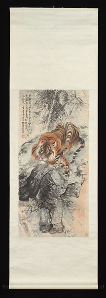 Tiger, Zhang Shanzi (1882–1940), Hanging scroll; ink and color on paper, China