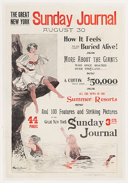 The Great New York Sunday Journal, August 30, Archie Gunn (American (born England), Taunton, Somersetshire 1863–1930 New York), Lithograph 