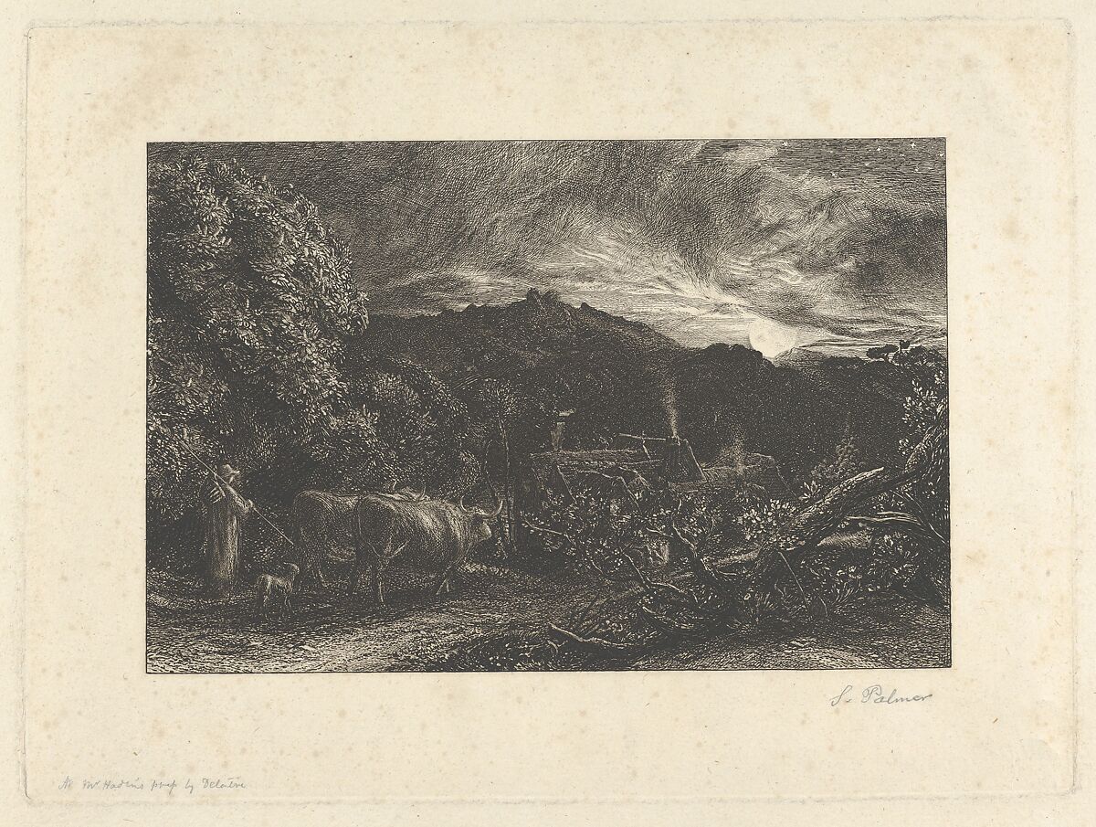 The Weary Ploughman, or The Herdsman, or Tardus Bubulcus, Samuel Palmer (British, London 1805–1881 Redhill, Surrey), Etching; second or fourth state of eight, working proof 
