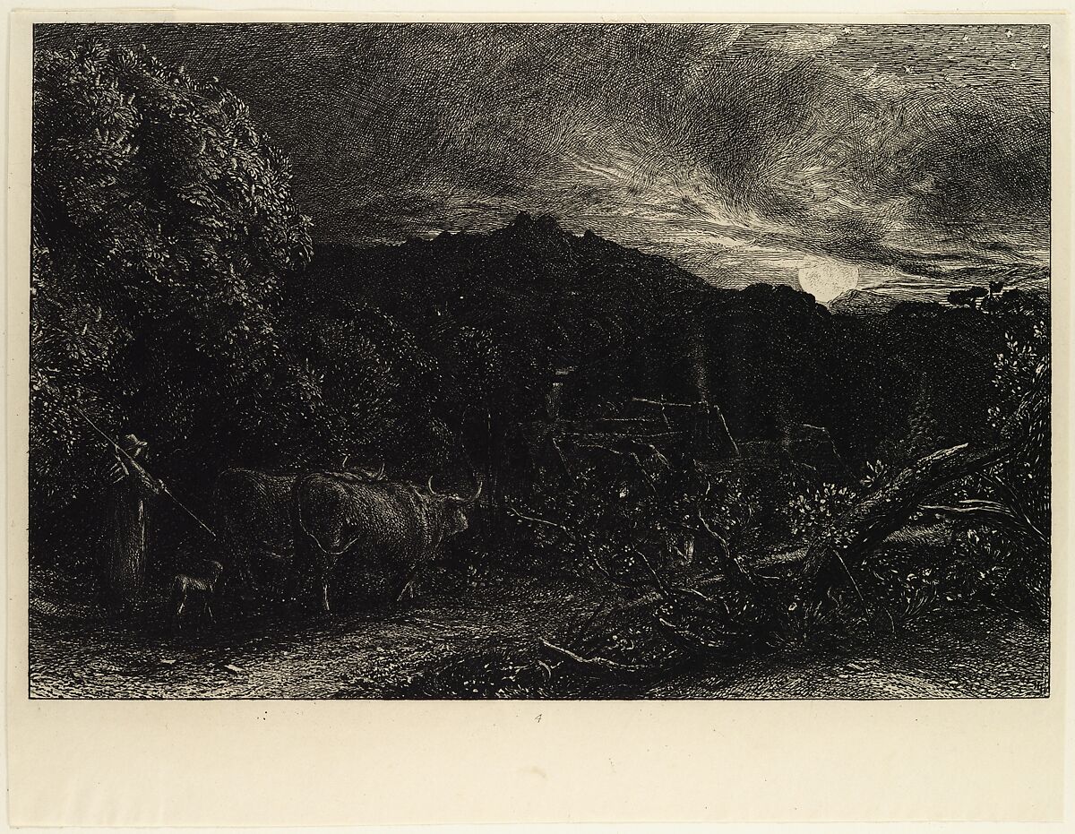 The Weary Ploughman, or The Herdsman, or Tardus Bubulcus, Samuel Palmer (British, London 1805–1881 Redhill, Surrey), Etching; eighth state of eight 