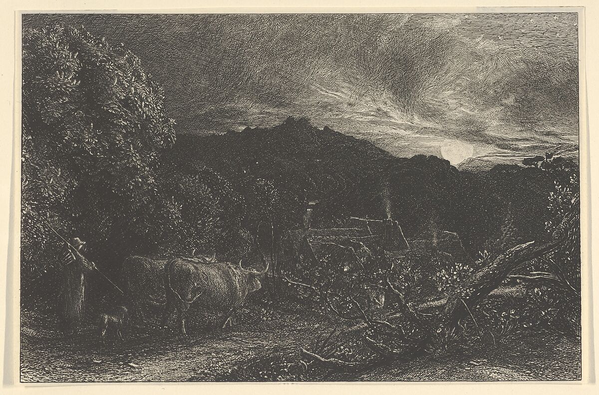 The Weary Ploughman, or The Herdsman, or Tardus Bubulcus, Samuel Palmer (British, London 1805–1881 Redhill, Surrey), Etching; seventh or eighth state of eight 