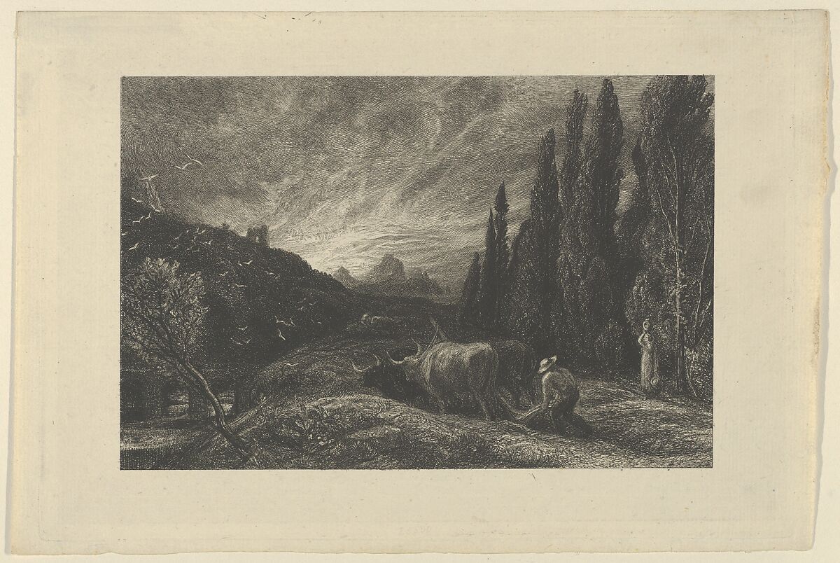 The Early Ploughman, or The Morning Spread Upon the Mountains, Samuel Palmer (British, London 1805–1881 Redhill, Surrey), Etching; fifth state of nine 