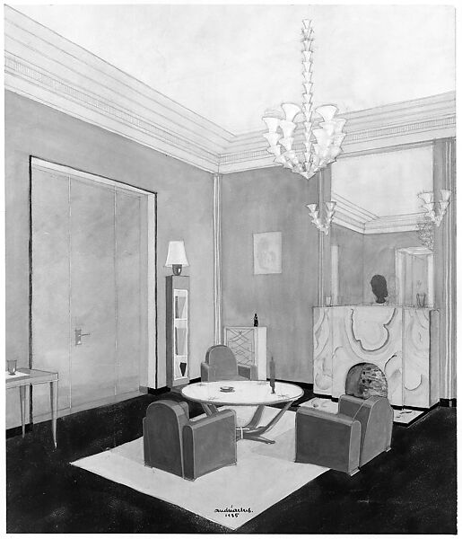 Design for a Living Room, André Arbus (French, Toulouse 1903–1969 Paris), Graphite, watercolor, gouache 