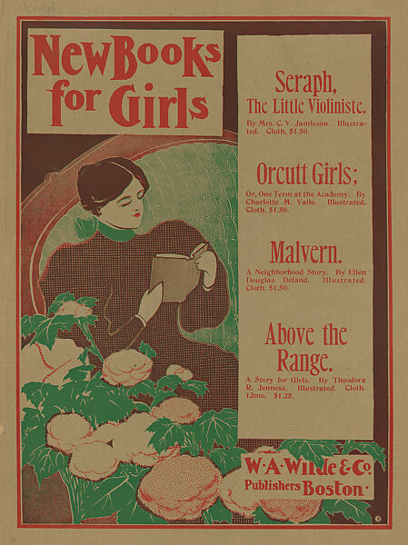 New Books for Girls, W.A. Wilde and Co., Elisha Brown Bird (American, Dorchester, Massachusetts 1867–1943 Philadelphia, Pennsylvania), Relief and letterpress 