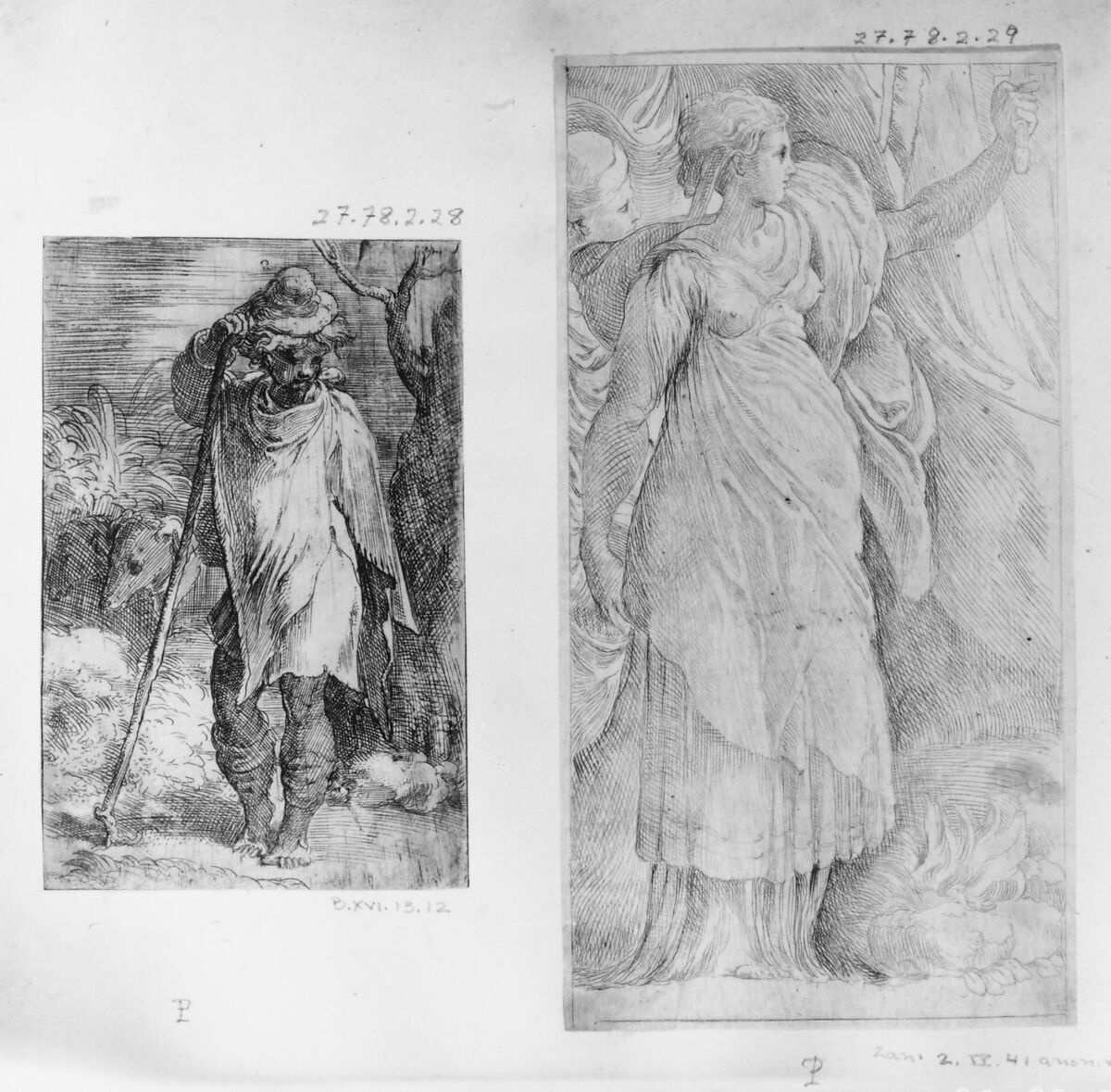 Standing Shepherd, Parmigianino (Girolamo Francesco Maria Mazzola) (Italian, Parma 1503–1540 Casalmaggiore), Etching 