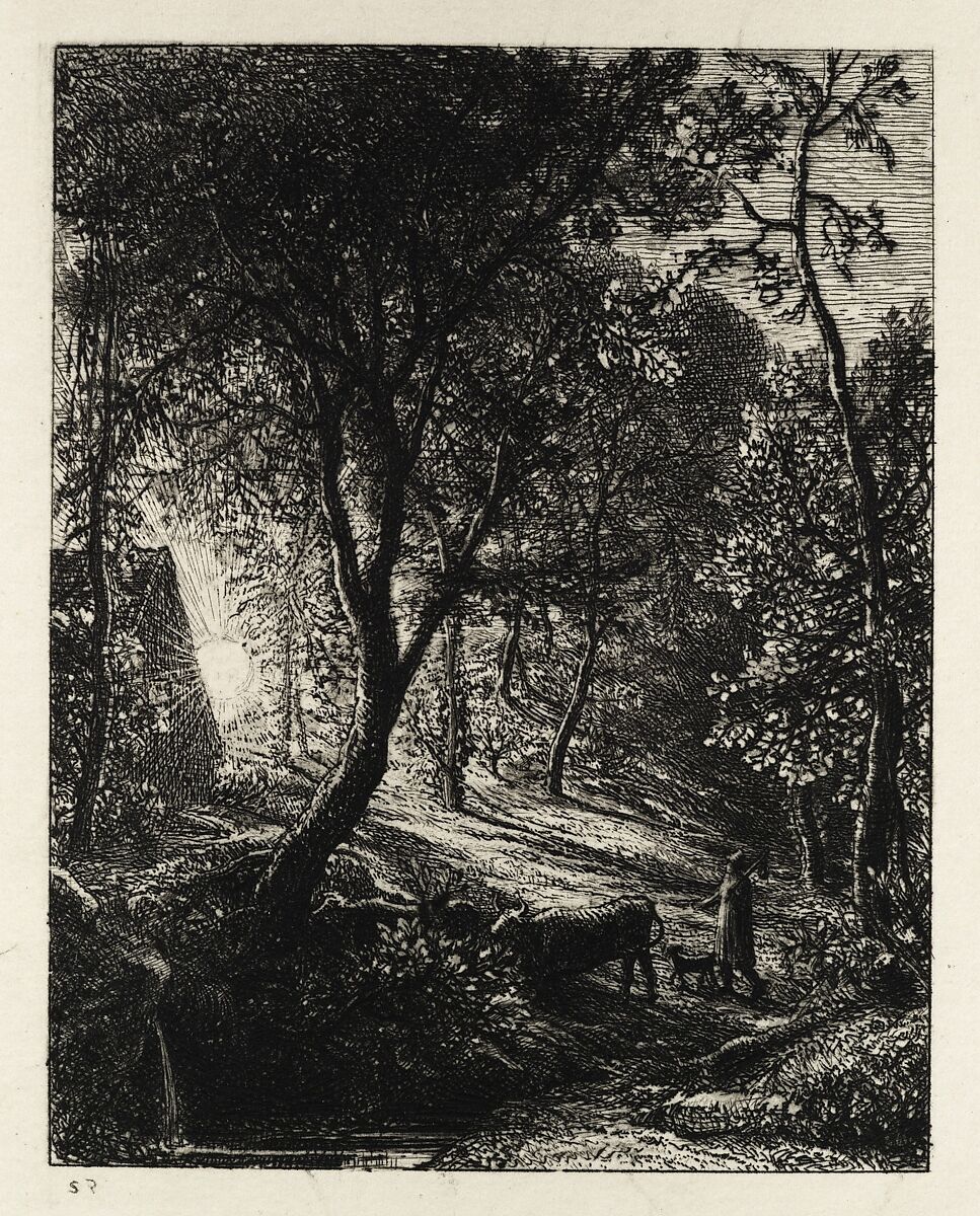 The Herdsman's Cottage, or Sunset, Samuel Palmer (British, London 1805–1881 Redhill, Surrey), Etching; second state or two 