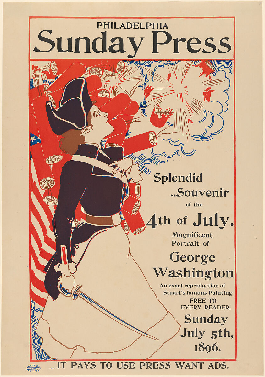Philadelphia Sunday Press, July 5, George Reiter Brill (American, Pittsburgh, Pennsylvania 1867–1918 Florida), Lithograph 
