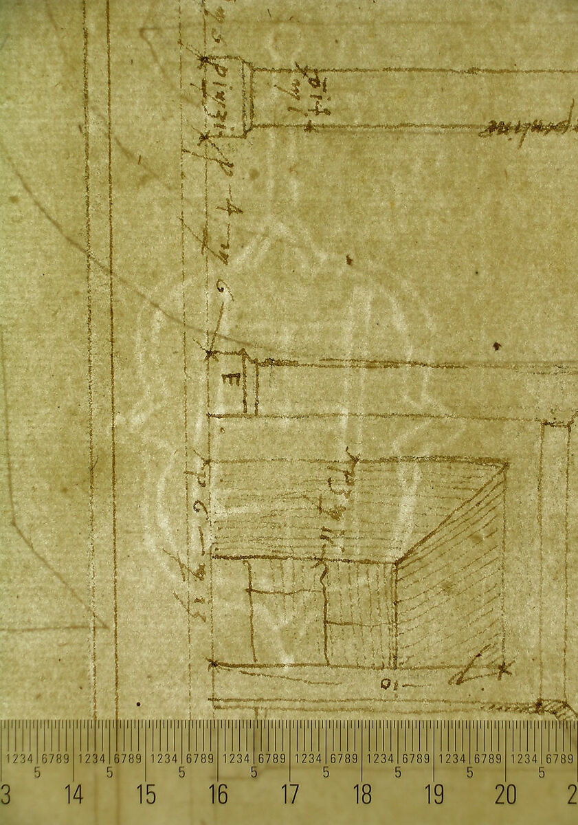 Pantheon, dome, section details; alcove, section and details (recto) Pantheon, rotonda, upper order, elevation and details (verso), Drawn by Anonymous, French, 16th century, Dark brown ink, black chalk, and incised lines