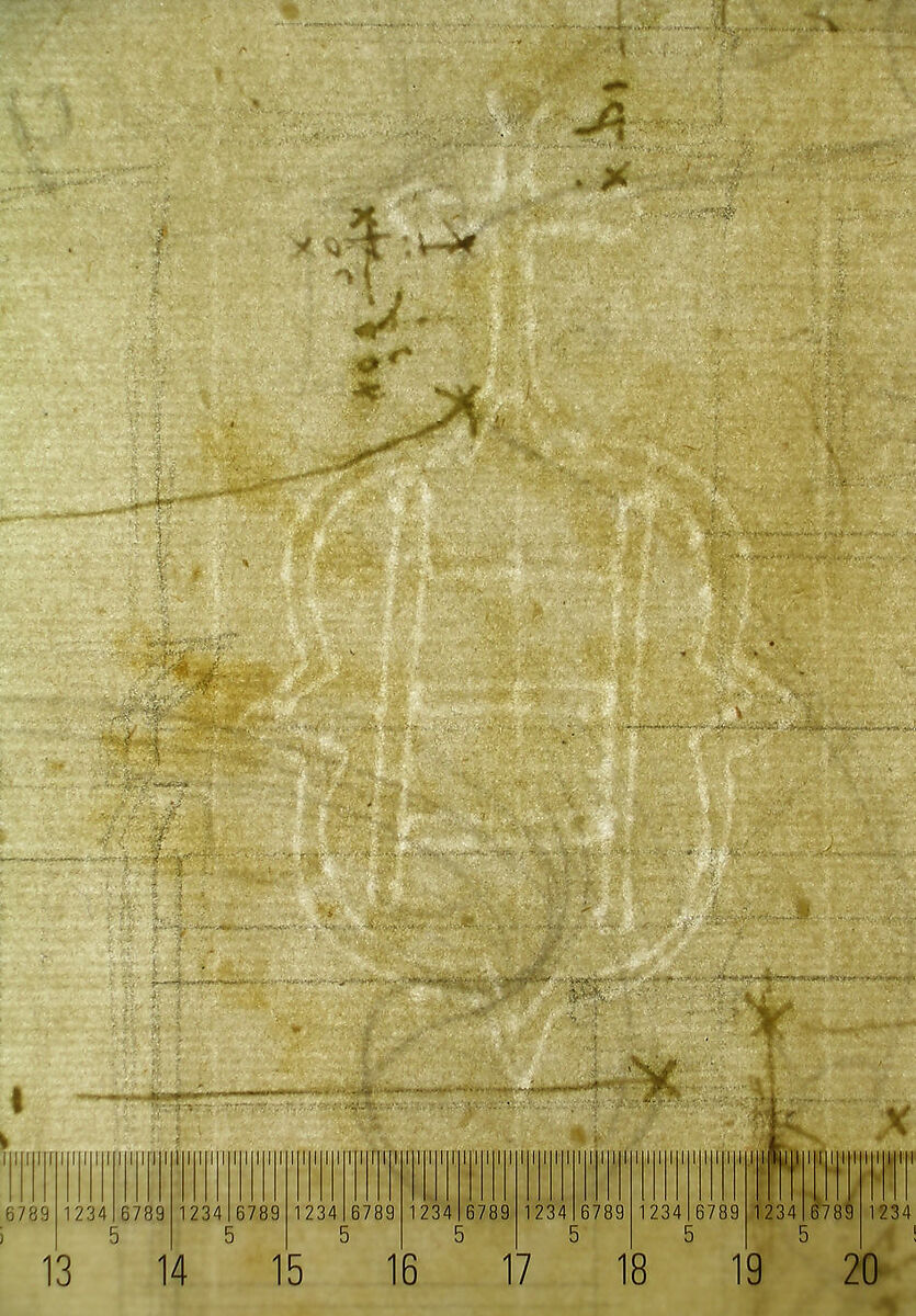 Pantheon, section (recto) Pantheon, capital, elevation; capital, details, Drawn by Anonymous, French, 16th century, Dark brown ink, black chalk, and incised lines