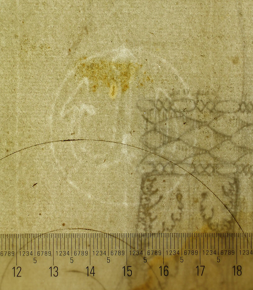 S. Maria in Trastevere, Ionic capital, side elevation (recto); Unidentified, Ionic capital volute, construction diagram (verso), Drawn by Anonymous, French, 16th century, Dark brown ink, black chalk, and incised lines