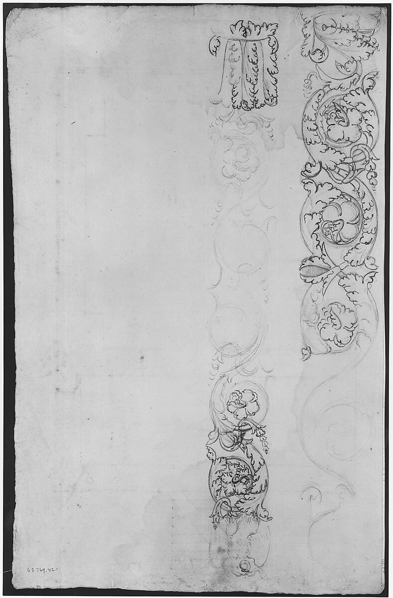 Tomb of Annia Regilla, plan (recto) Arch of the Argentarii, ornamental details, elevation (verso), Drawn by Anonymous, French, 16th century, Dark brown ink, black chalk, and incised lines