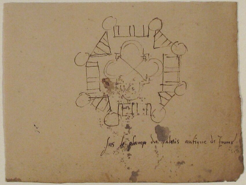 Unidentified, plan (recto) blank (verso), Drawn by Anonymous, French, 16th century, Dark brown ink, black chalk, and incised lines