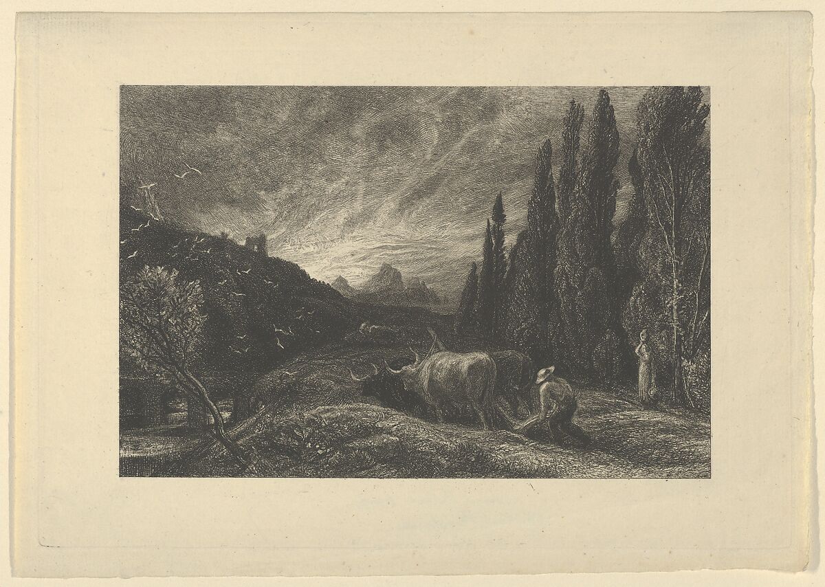 The Early Ploughman, or The Morning Spread Upon the Mountains, Samuel Palmer (British, London 1805–1881 Redhill, Surrey), Etching; fifth state of nine 