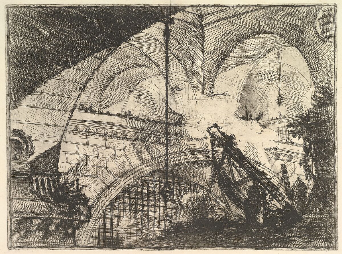 The Arch with a Shell Ornament, from "Carceri d'invenzione" (Imaginary Prisons), Giovanni Battista Piranesi (Italian, Mogliano Veneto 1720–1778 Rome), Etching, engraving, scratching, sulphur tint or open bite, drypoint; first state of seven (Robison) 