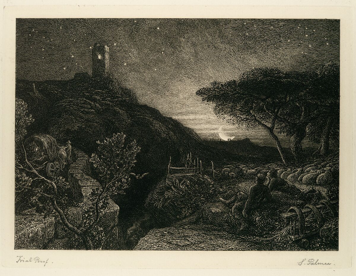 The Lonely Tower, Samuel Palmer (British, London 1805–1881 Redhill, Surrey), Etching; fourth state of seven
