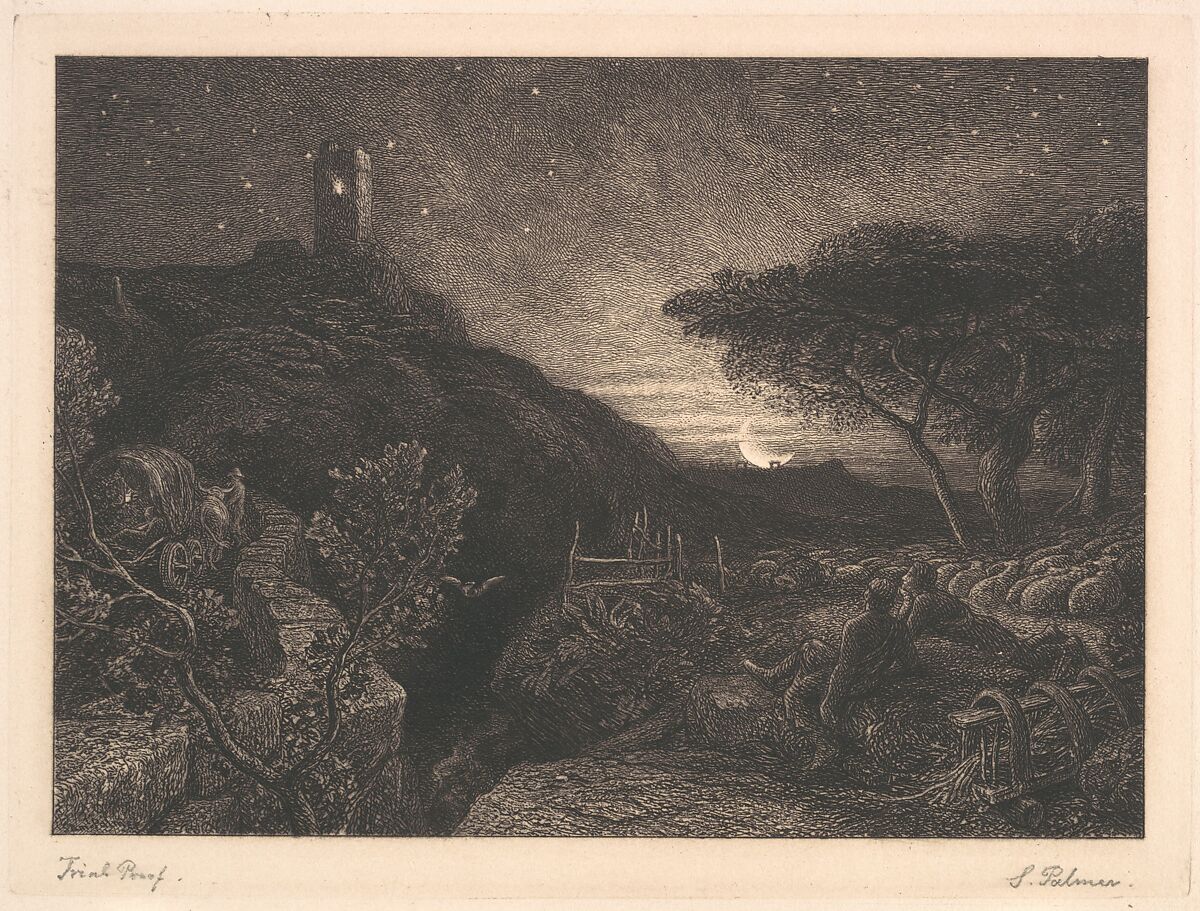 The Lonely Tower, Samuel Palmer (British, London 1805–1881 Redhill, Surrey), Etching; fourth state of seven