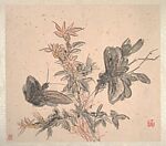 Insects and Flowers, Huang Binhong (Chinese, 1865–1955), Album of ten leaves; ink and color on gold-flecked paper, China