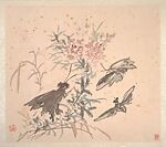 Insects and Flowers, Huang Binhong (Chinese, 1865–1955), Album of ten leaves; ink and color on gold-flecked paper, China