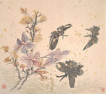 Insects and Flowers, Huang Binhong (Chinese, 1865–1955), Album of ten leaves; ink and color on gold-flecked paper, China