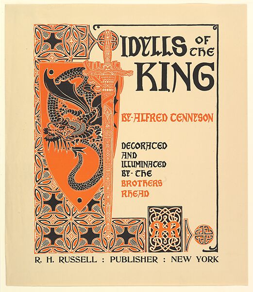 Idylls of the King by Alfred Tennyson, Louis John Rhead (American (born England), Etruria 1857–1926 Amityville, New York), Relief and letterpress 