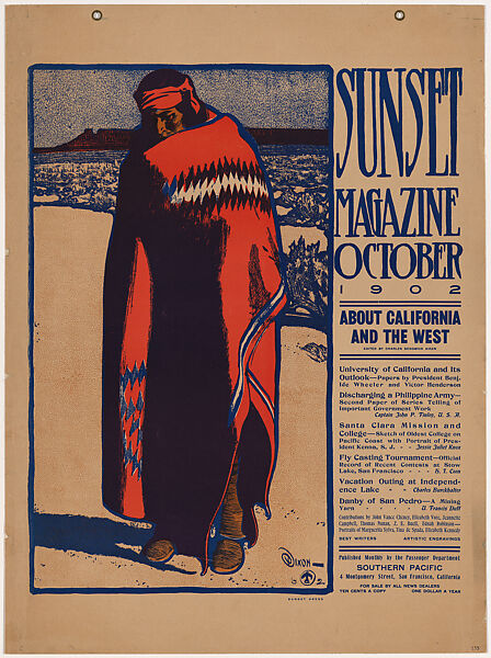 Sunset Magazine, Standing Indian, Lafayette Maynard Dixon (American, 1875–1946), Lithograph 