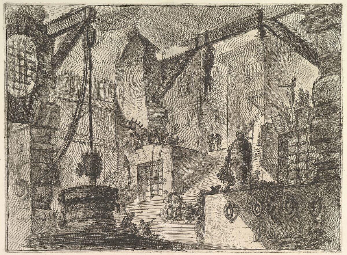 The Well, from "Carceri d'invenzione" (Imaginary Prisons), Giovanni Battista Piranesi (Italian, Mogliano Veneto 1720–1778 Rome), Etching, engraving, scratching, burnishing, lavis; first state of six (Robison) 