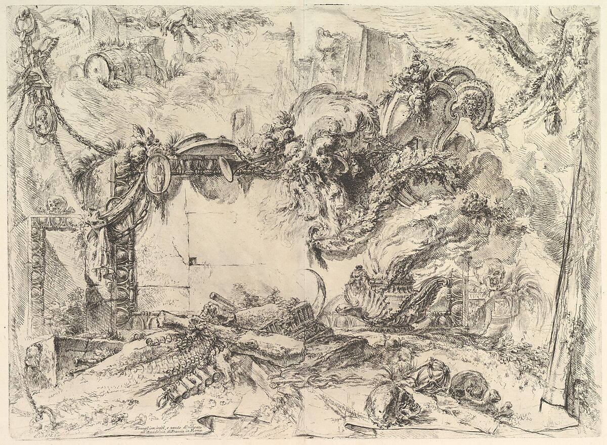 The Monumental Tablet, from "Grotteschi" (Grotesques), Giovanni Battista Piranesi (Italian, Mogliano Veneto 1720–1778 Rome), Etching, engraving, drypoint, scratching; second state of four (Robison) 