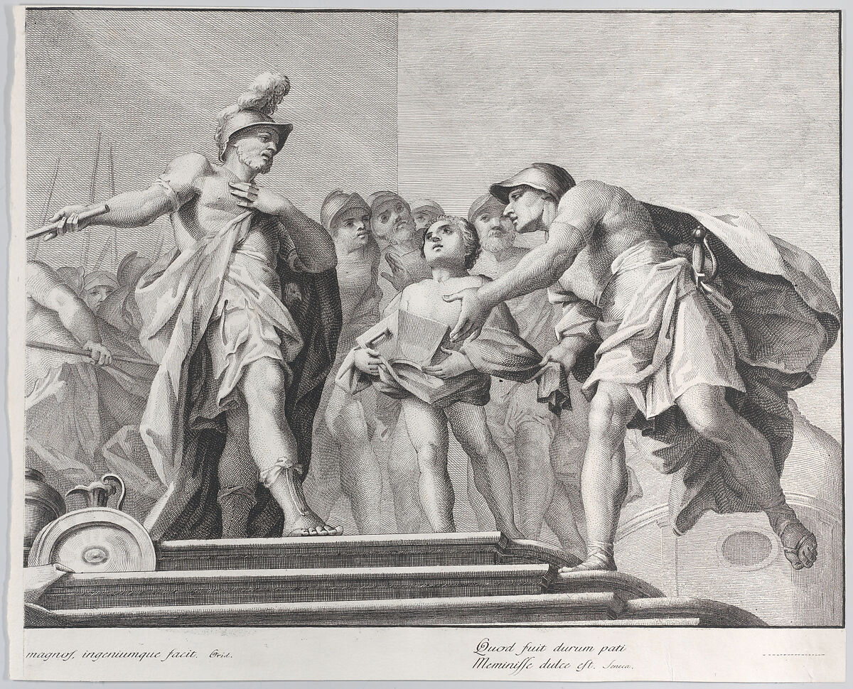 Embriaco Rejecting the Spoils, from: Forme Picturarum Archetypae, Lorenzo Lorenzi (Italian, active ca. 1750–80), Etching and engraving