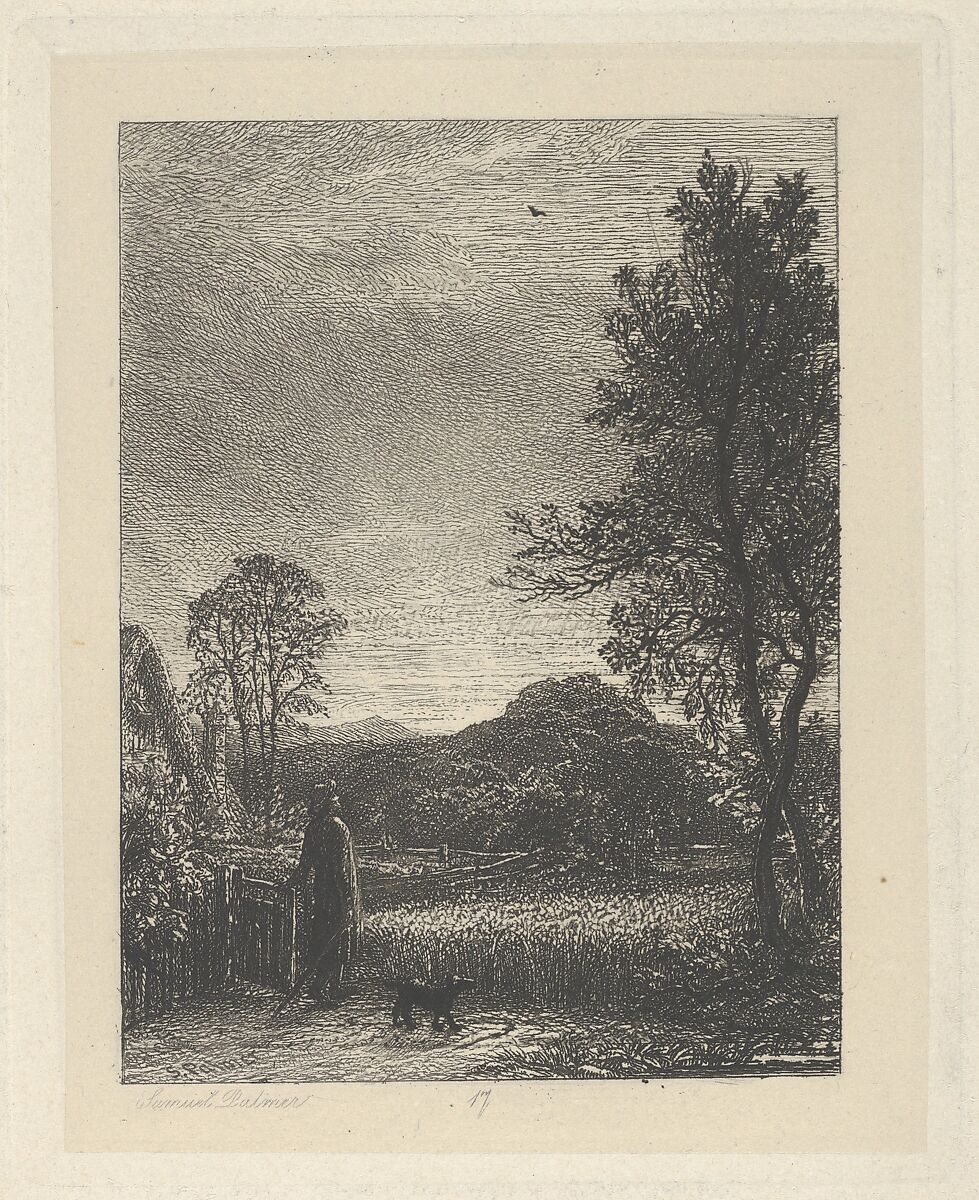 The Skylark, Samuel Palmer (British, London 1805–1881 Redhill, Surrey), Etching on chine collé; seventh or eighth state of eight 