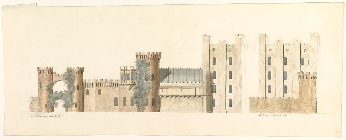 North Aspects of Lea Castle and West Aspect of Wolverly, Cookly, Worcestershire, Attributed to John Carter (British, London 1748–1817 London), Watercolor 