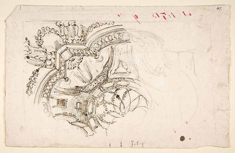 Study for the Decoration of a Vault (recto); Faint Sketches of Ornamental Patterns (verso)