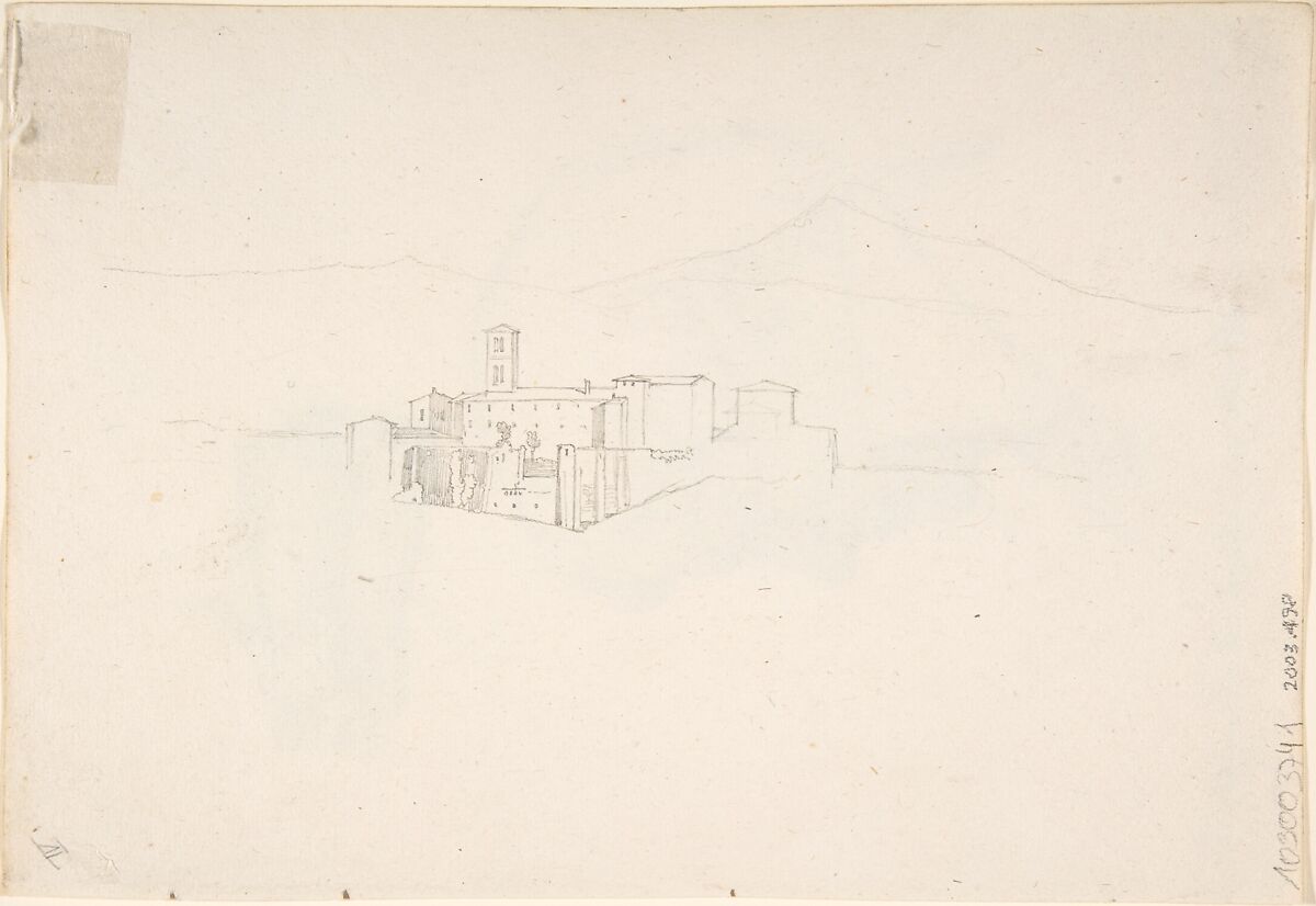 Study Sheet with a Portrait of Carl Julius Senff and Two Italian Women Walking, August Ferdinand Hopfgarten (German, Berlin 1807–1896 Berlin), Graphite