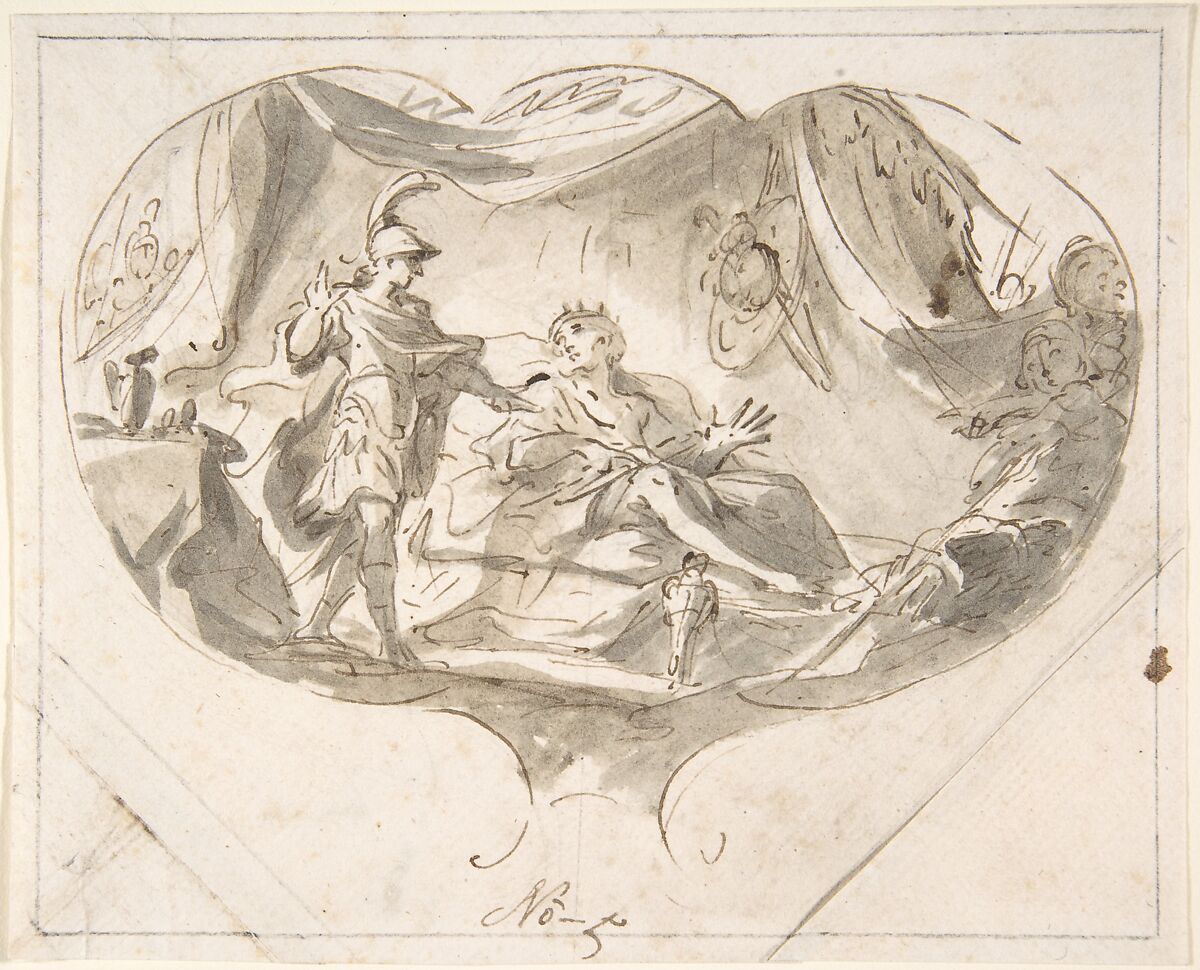 Alexander the Great and King Poros, Martin Altomonte (Italian, 1657–1745), Pen and brown ink, brown and brown-gray wash 